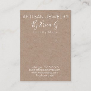 Kraft Handmade Earrings Jewelry Visning Card Visitkort