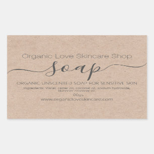 Kraft Handmade Soap Rektangulärt Klistermärke