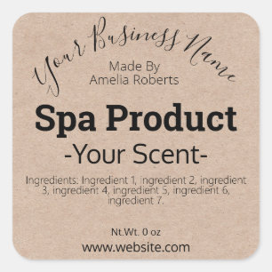 Kraft Handmade Spa DIY-produktetiketter Fyrkantigt Klistermärke