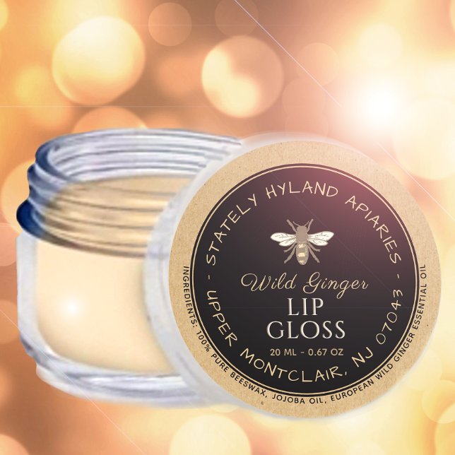 Kraft Handskriven bivax Läppglans Etikett Svart (Skapare uppladdad)