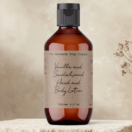 Kraft Handwritten Look Cosmetics Bottle Label Fraktsedel