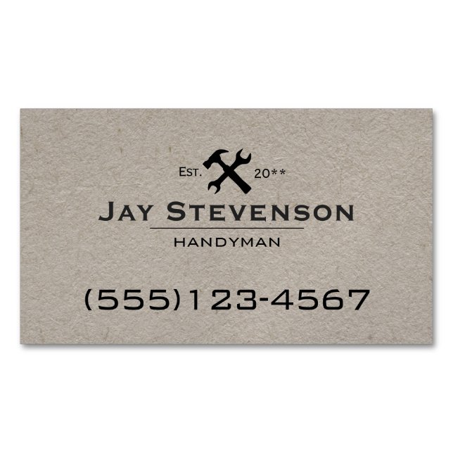 Kraft Handyman Home Repair Hammer and Wrench Magnetiska Visitkort (Framsida)