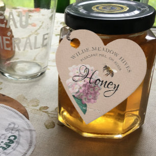 Kraft Heart Honung Burk Häng Märkre Bee Flower Gåvor Etiketter
