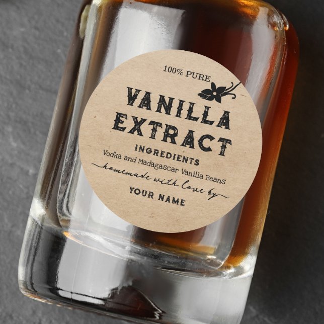 Kraft Homemade Vanilla Extract Round etikett (Skapare uppladdad)