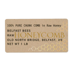 Kraft Honeycomb-etikett Guld Honung Fraktsedel