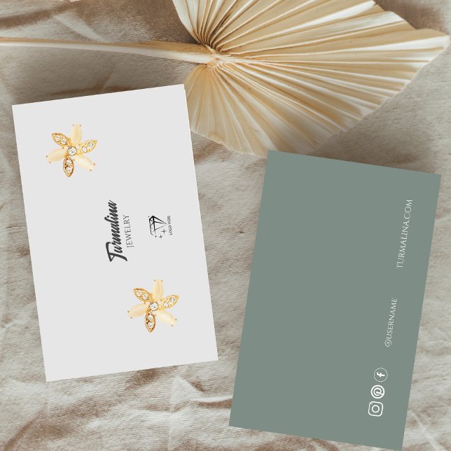 Kraft Ivory Grått Dusky Earring Holder Social Medi Visitkort (Kraft Ivory Grey Dusky Earring Holder Social Media)