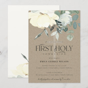KRAFT IVORY WHITE AQUA BLOMMIGT FÖRST HELIGA COMMU INBJUDNINGAR