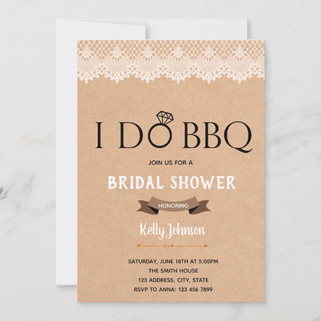 Kraft jag gör Bbq bröllopsdusch inbjudan (Framsida)