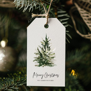 Kraft jul-Grönten Träd GOD JUL Presentetikett