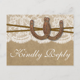 Kraft, Lace & Horseshoe Collection RSVP Inbjudan Vykort