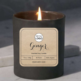 Kraft Lägg till din logotyp Svart kant Ljus etiket Fyrkantigt Klistermärke