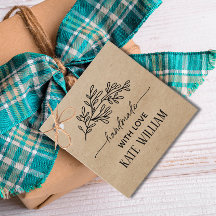 Kraft Laurel handgjord med kärlek presentetiketter