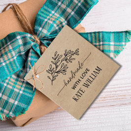 Kraft Laurel handgjord med kärlek presentetiketter Gåvor Etiketter