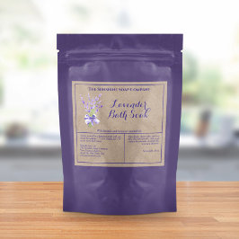 Kraft Lavender Watersecure Bath Soak Pouch-etikett