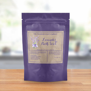 Kraft Lavender Watersecure Bath Soak Pouch-etikett