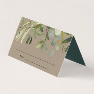 KRAFT LEAFY GRÖNT GULD FOLIAGE BRÖLLOP PLACE-KORT KORT