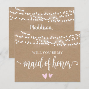 Kraft Ljus kommer du bli min Maid of honor Inbjudningar