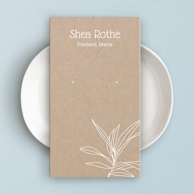 Kraft Löv Gren Earring Visning Card Visitkort (Skapare uppladdad)