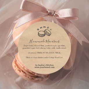 Kraft Macaron Ingrediens Bageri Produkt Runt Klistermärke
