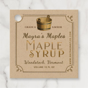 Kraft Maple Syrup Metallic Guld Märkre finare grän Gåvor Etiketter