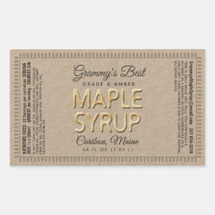 Kraft Maple Syrup Rectangle with Nutrition Facts Rektangulärt Klistermärke