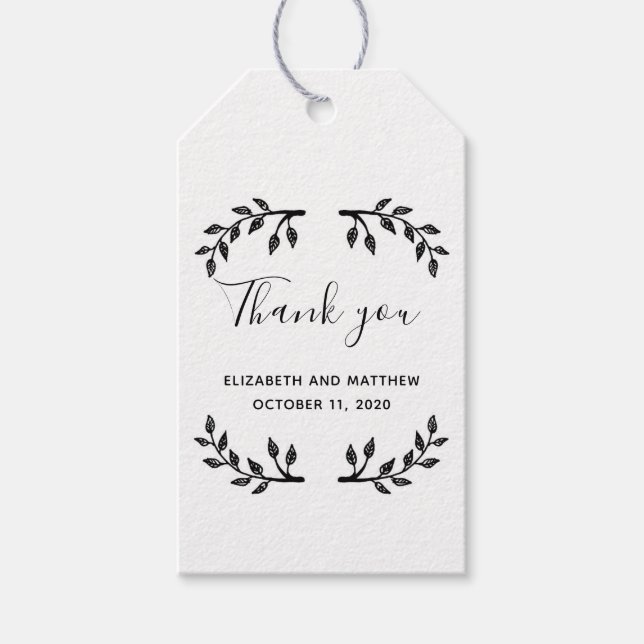 Kraft-märkre. Tack, Rustic gren bröllop Presentetikett (Framsidan)