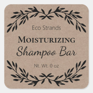 Kraft Minimalist DIY Solid Shampoo Pub-etiketter Fyrkantigt Klistermärke