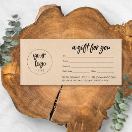 Kraft Modern Business Gift Certificate med Logotyp