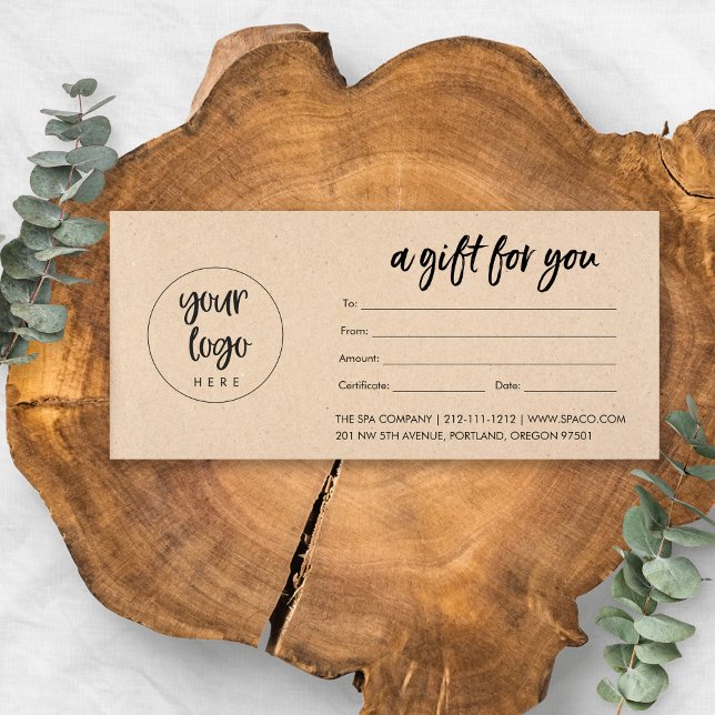 Kraft Modern Business Gift Certificate med Logotyp (Skapare uppladdad)