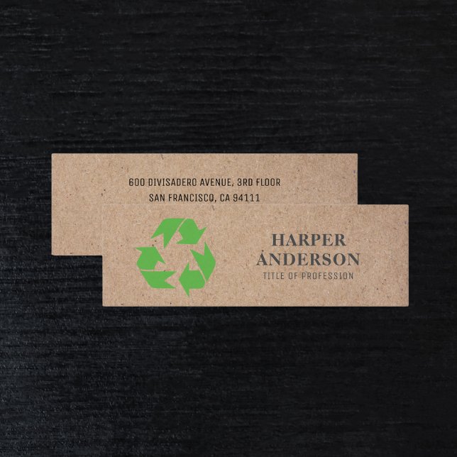 Kraft Modern Grönt Eco Recycling Professionell Mini Visitkort (Skapare uppladdad)