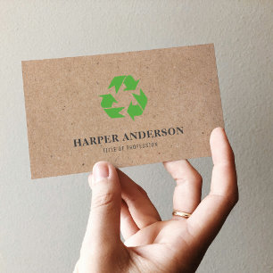 Kraft Modern Grönt Eco Recycling Professionell Visitkort