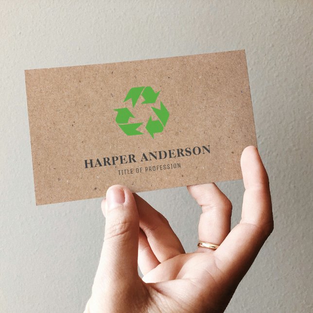 Kraft Modern Grönt Eco Recycling Professionell Visitkort (Skapare uppladdad)