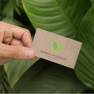 Kraft Modern Minimal Grönt Eco Professionell Visitkort