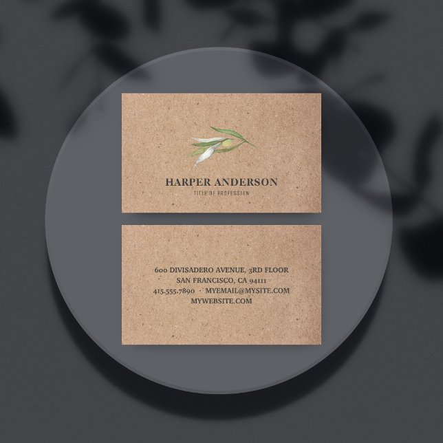 Kraft Modern Minimal Grönt Olive Träd Professionel Visitkort (Skapare uppladdad)