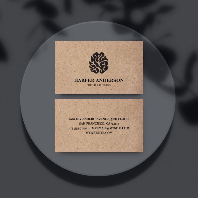Kraft Modern Minimal Human Brain Professionell Log Visitkort (Skapare uppladdad)