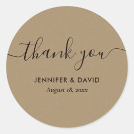 Kraft Modern Script Tack Runt Klistermärke