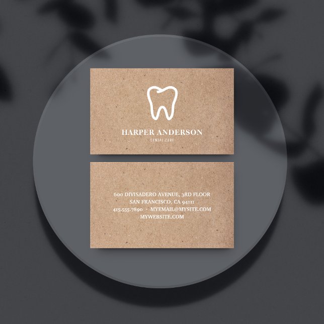 Kraft Modern White Professionell Dental Care Visitkort (Skapare uppladdad)