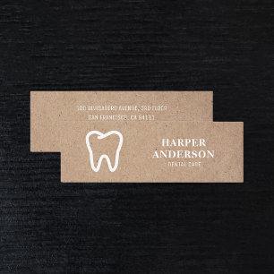 Kraft Modern White Tooth Icon Dental Mini Business Visitkort
