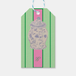 Kraft Monogram Grönt Chinoiserie Ginger Burk Burk Presentetikett