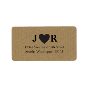 Kraft Monogramadressetiketter Adressetikett