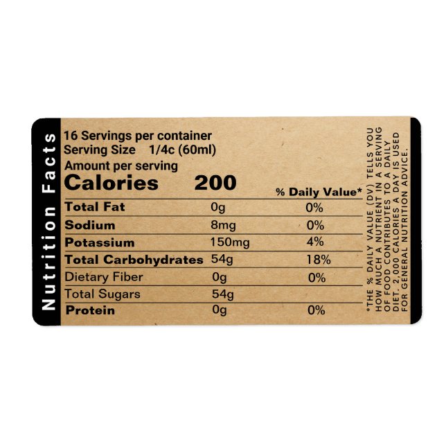 Kraft Nutrition Facts Shipping Label Fraktsedel (Framsidan)