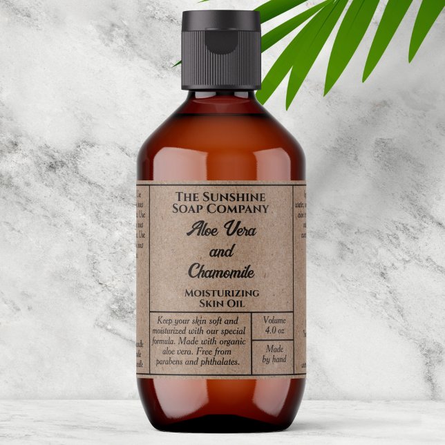 Kraft paper cosmetics bottle label 4 oz fraktsedel (Skapare uppladdad)