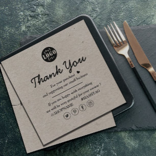 Kraft Papper Anpassningsbar Logotyp Tack Earthy Fyrkantigt Visitkort