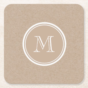 Kraft papper bakgrundsMonogram Underlägg Papper Kvadrat