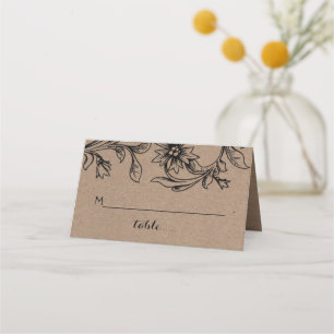 Kraft papper blomstrande eskort i bröllop placeringskort