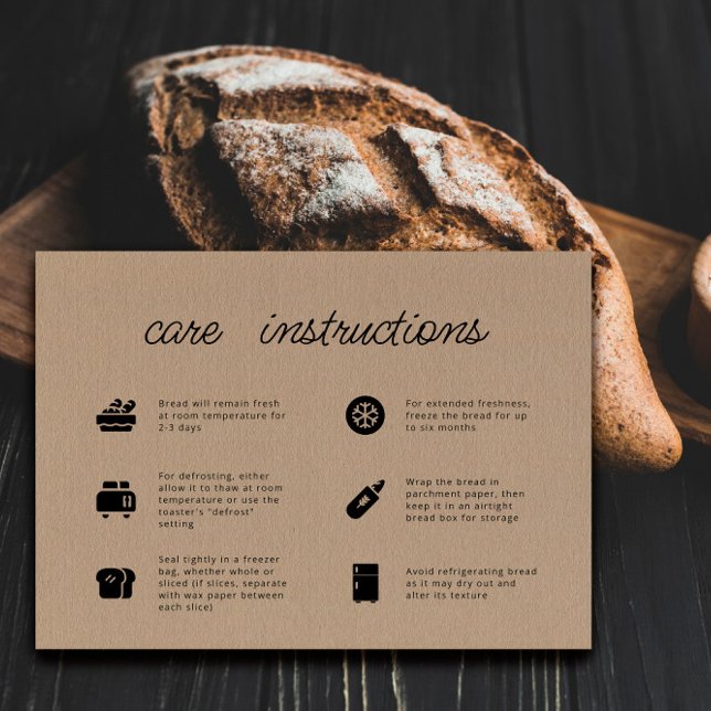 Kraft Papper Bread Care Minim tackkort Visitkort (Skapare uppladdad)