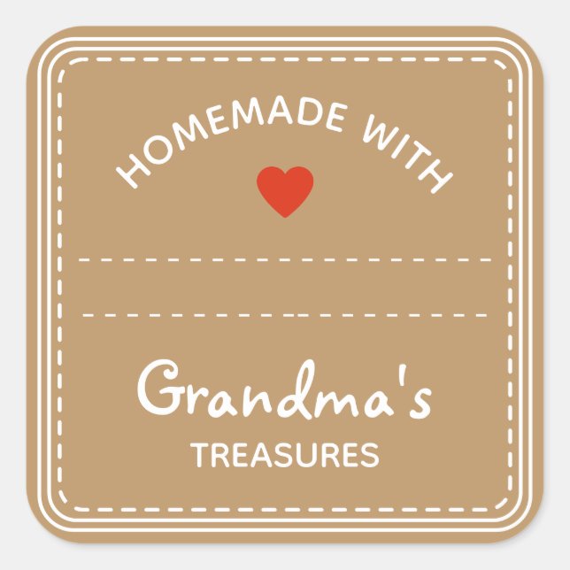 Kraft Papper Brown Burk etiketter tom texbox Heart (Framsida)