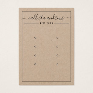 Kraft Papper Cursive Många Earring Visning Card Visitkort