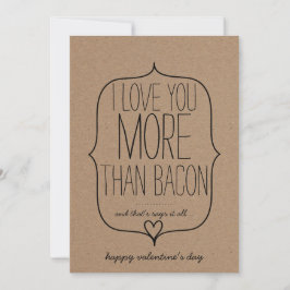 Kraft Papper Cute Heart Funny Bacon Valentines day Julkort