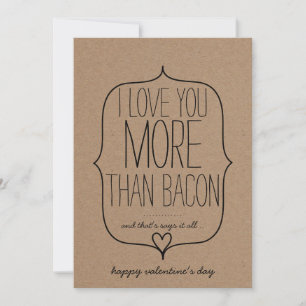 Kraft Papper Cute Heart Funny Bacon Valentines day Julkort